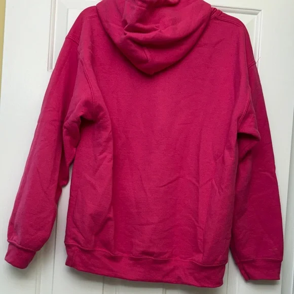 Gildan Pink Hoodie with Black Lettering - Picture 3 of 3